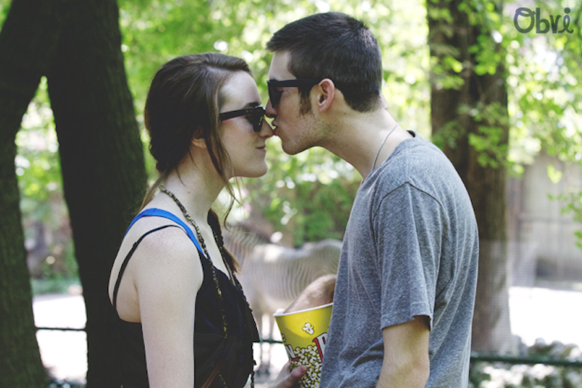 Cut couple kiss on the nose popcorn